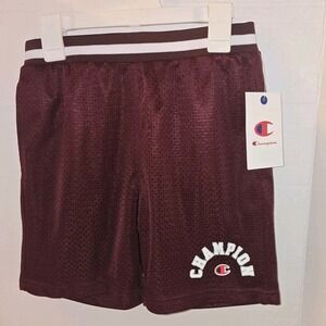 Girls Champion Polyester Mesh Gym Shorts Small Sz 8 Big Logo Wine Colored.
